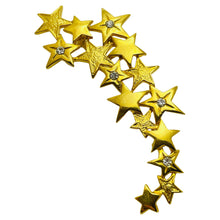 Load image into Gallery viewer, JJ signed gold rhinestone stars designer brooch
