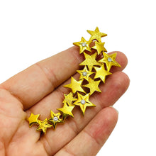 Load image into Gallery viewer, JJ signed gold rhinestone stars designer brooch
