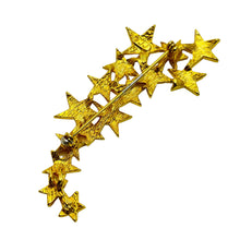 Load image into Gallery viewer, JJ signed gold rhinestone stars designer brooch
