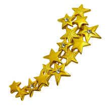 Load image into Gallery viewer, JJ signed gold rhinestone stars designer brooch
