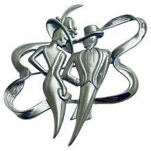Load image into Gallery viewer, JJ signed silver tone designer brooch
