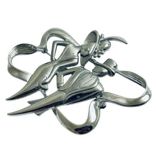 Load image into Gallery viewer, JJ signed silver tone designer brooch
