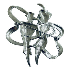 Load image into Gallery viewer, JJ signed silver tone designer brooch
