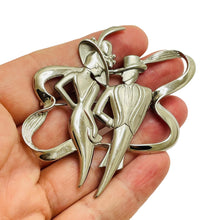 Load image into Gallery viewer, JJ signed silver tone designer brooch
