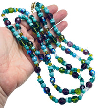Load image into Gallery viewer, JOAN RIVERS signed gold plated blue crystals and glass beaded designer necklace
