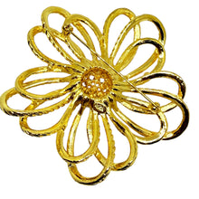 Load image into Gallery viewer, JOAN RIVERS signed gold tone rhinestones huge flower designer brooch
