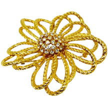Load image into Gallery viewer, JOAN RIVERS signed gold tone rhinestones huge flower designer brooch
