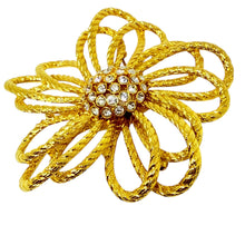 Load image into Gallery viewer, JOAN RIVERS signed gold tone rhinestones huge flower designer brooch
