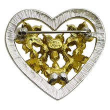 Load image into Gallery viewer, JOAN RIVERS signed heart flowers gold rhinestone designer brooch
