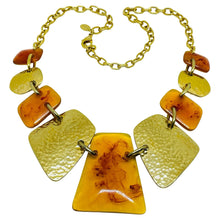 Load image into Gallery viewer, JOAN RIVERS signed vintage gold tone faux amber massive designer chain necklace
