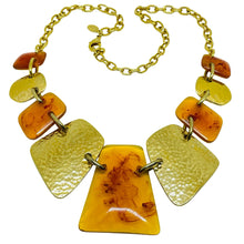 Load image into Gallery viewer, JOAN RIVERS signed vintage gold tone faux amber massive designer chain necklace
