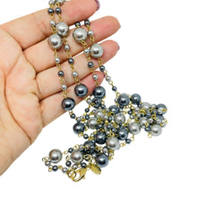 Load image into Gallery viewer, JOAN RIVERS signed vintage gold tone glass pearl beads designer necklace

