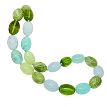 Load image into Gallery viewer, JOAN RIVERS signed vintage gold tone resin blue green beads designer necklace
