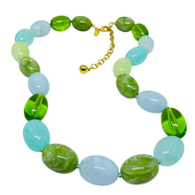 Load image into Gallery viewer, JOAN RIVERS signed vintage gold tone resin blue green beads designer necklace
