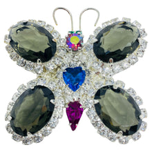 Load image into Gallery viewer, JOAN RIVERS signed vintage silver tone glass stones butterfly designer brooch
