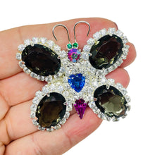 Load image into Gallery viewer, JOAN RIVERS signed vintage silver tone glass stones butterfly designer brooch
