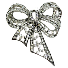 Load image into Gallery viewer, JOAN RIVERS signed vintage silver tone rhinestones designer bow brooch
