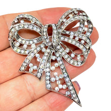 Load image into Gallery viewer, JOAN RIVERS signed vintage silver tone rhinestones designer bow brooch
