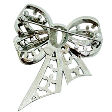 Load image into Gallery viewer, JOAN RIVERS signed vintage silver tone rhinestones designer bow brooch
