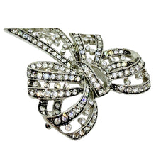 Load image into Gallery viewer, JOAN RIVERS signed vintage silver tone rhinestones designer bow brooch
