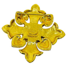 Load image into Gallery viewer, JOAN RIVERS vintage Maltese cross gold tone jewel glass enamel designer brooch
