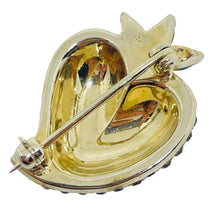Load image into Gallery viewer, JOMAZ signed vintage gold tone rhinestones strawberry designer brooch
