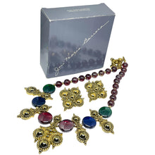 Load image into Gallery viewer, JOSE MARIA BARRERA for AVON Adriatic gold jewel glass Etruscan necklace earrings

