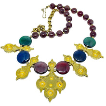 Load image into Gallery viewer, JOSE MARIA BARRERA for AVON Adriatic gold jewel glass Etruscan necklace earrings
