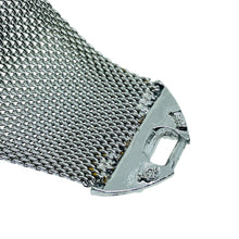 Load image into Gallery viewer, JUDY LEE signed silver tone rhinestones mesh chain wide designer bracelet

