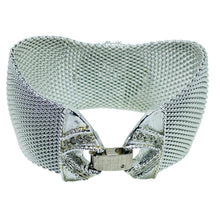 Load image into Gallery viewer, JUDY LEE signed silver tone rhinestones mesh chain wide designer bracelet
