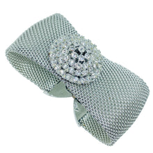 Load image into Gallery viewer, JUDY LEE signed silver tone rhinestones mesh chain wide designer bracelet
