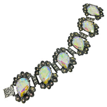 Load image into Gallery viewer, JUDY LEE signed silver tone vintage huge ab glass designer bracelet
