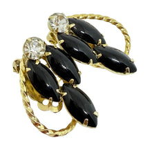 Load image into Gallery viewer, JULIANA DELIZZA ELSTER gold tone black glass designer clip on earrings
