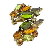 Load image into Gallery viewer, JULIANA DELIZZA ELSTER gold tone green amber glass designer clip on earrings
