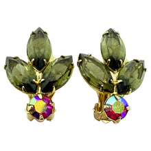 Load image into Gallery viewer, JULIANA DELIZZA ELSTER gold tone navette glass stones designer clip on earrings

