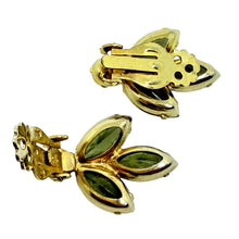 Load image into Gallery viewer, JULIANA DELIZZA ELSTER gold tone navette glass stones designer clip on earrings
