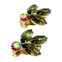 Load image into Gallery viewer, JULIANA DELIZZA ELSTER gold tone navette glass stones designer clip on earrings
