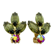 Load image into Gallery viewer, JULIANA DELIZZA ELSTER gold tone navette glass stones designer clip on earrings
