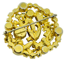 Load image into Gallery viewer, JULIANA DELIZZA ELSTER gold tone sapphire blue green glass designer brooch
