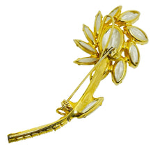 Load image into Gallery viewer, JULIANA DELIZZA ELSTER vintage gold tone navette glass stones flower brooch
