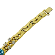 Load image into Gallery viewer, KAFIN NEW YORK signed vintage gold tone chain topaz glass designer bracelet

