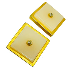 Load image into Gallery viewer, KARL LAGERFELD signed vintage matte gold square resin designer clip on earrings

