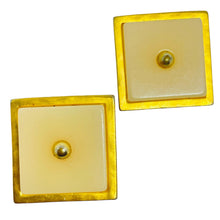 Load image into Gallery viewer, KARL LAGERFELD signed vintage matte gold square resin designer clip on earrings
