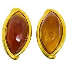 Load image into Gallery viewer, KARL LAGERFELD vintage matte gold plated poured glass designer clip on earrings
