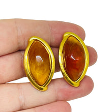 Load image into Gallery viewer, KARL LAGERFELD vintage matte gold plated poured glass designer clip on earrings
