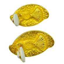 Load image into Gallery viewer, KARL LAGERFELD vintage matte gold plated poured glass designer clip on earrings
