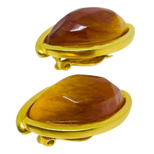 Load image into Gallery viewer, KARL LAGERFELD vintage matte gold plated poured glass designer clip on earrings
