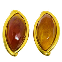 Load image into Gallery viewer, KARL LAGERFELD vintage matte gold plated poured glass designer clip on earrings
