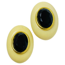 Load image into Gallery viewer, KENNETH LANE signed vintage gold lucite designer clip on earrings
