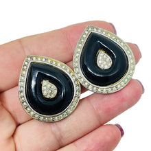 Load image into Gallery viewer, KENNETH LANE signed vintage gold resin rhinestones designer clip on earrings
